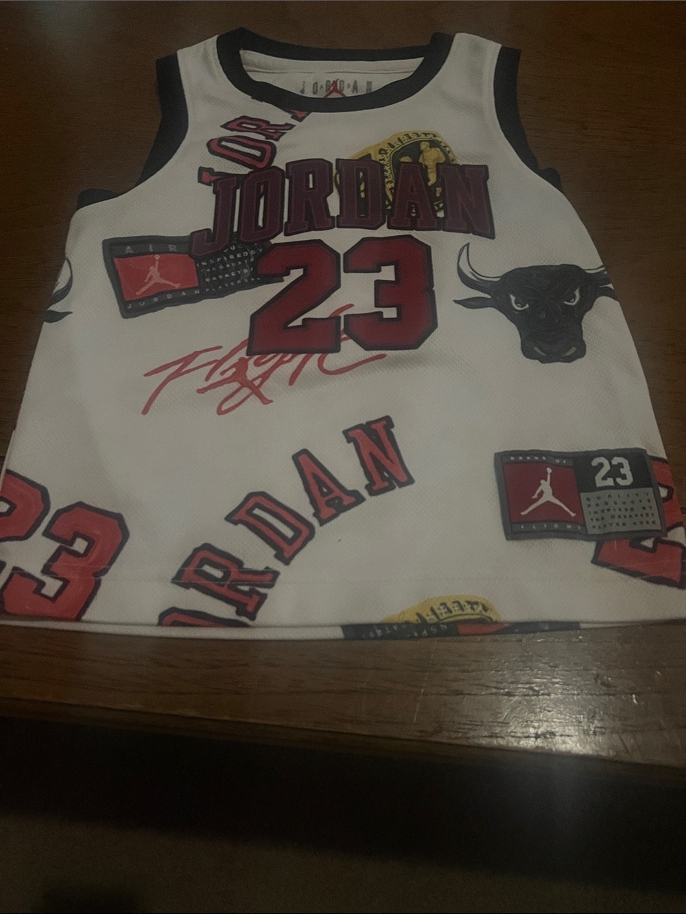 Jordan Kids White Tank Top with Red & Black Graphics